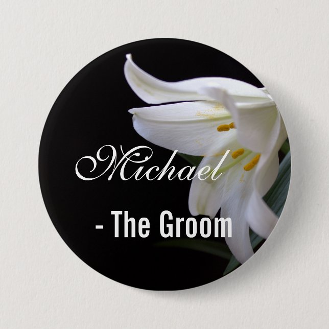 Elegant, pretty bride / groom wedding button. button (Front)