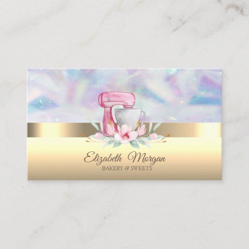 Elegant Pretty Cake Mixer Flower Bakery Business Card