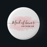 Elegant pretty chick pink watercolor maid of honor button<br><div class="desc">Modern and pretty maid of honor design.</div>