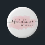 Elegant pretty chick pink watercolor maid of honor button<br><div class="desc">Modern and pretty maid of honor design.</div>