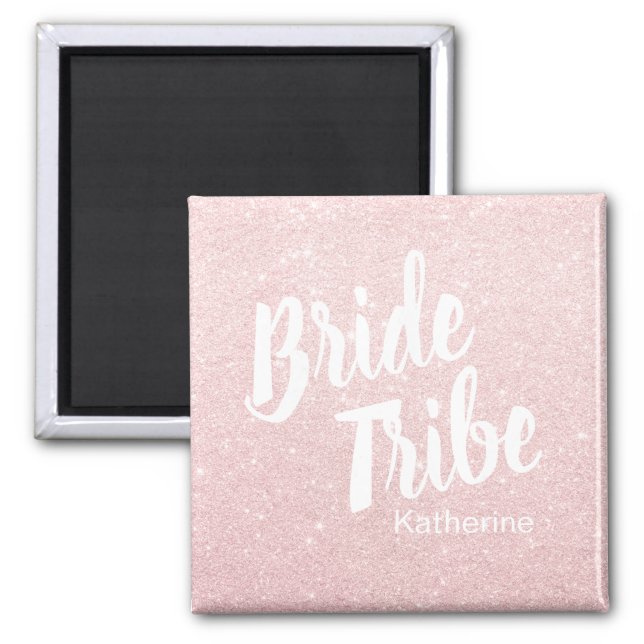 Elegant pretty chick rose gold glitter bride tribe magnet (Front)