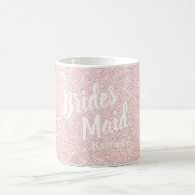 Elegant pretty chick rose gold glitter bridesmaid coffee mug (Center)