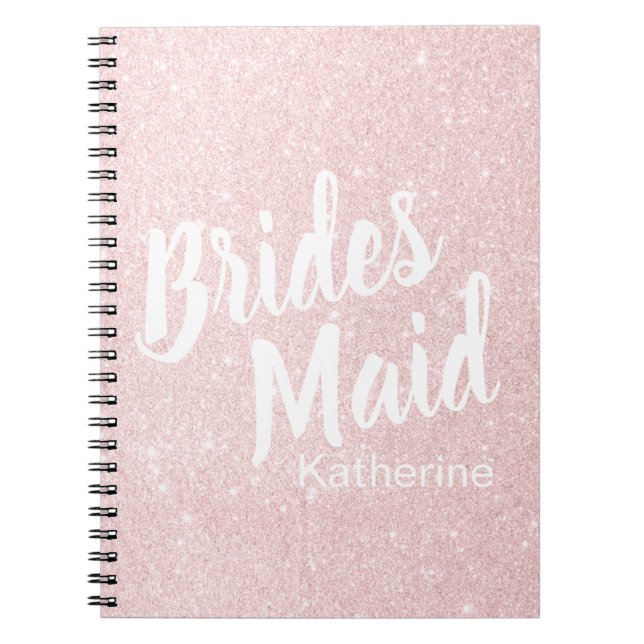 Elegant pretty chick rose gold glitter bridesmaid notebook (Front)