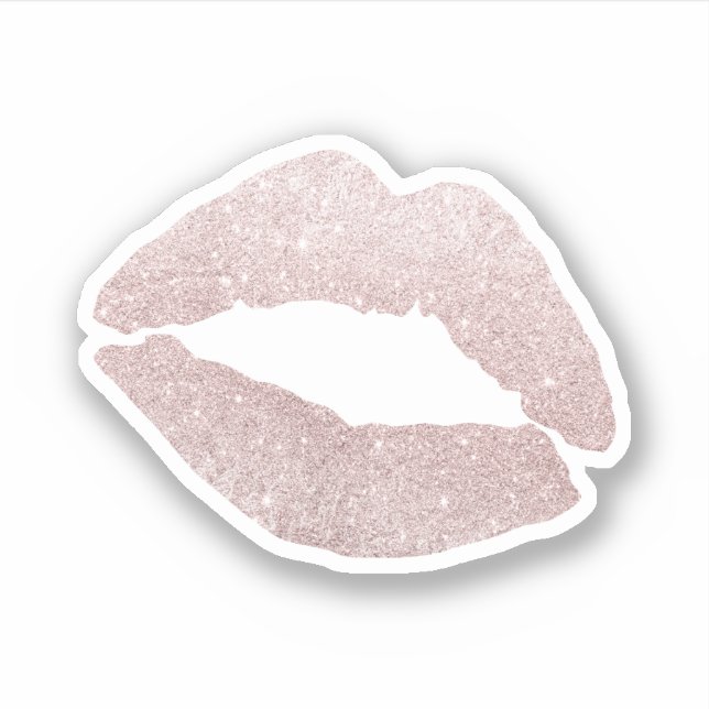 Elegant pretty cute girly rose gold glitter lips sticker (Front)