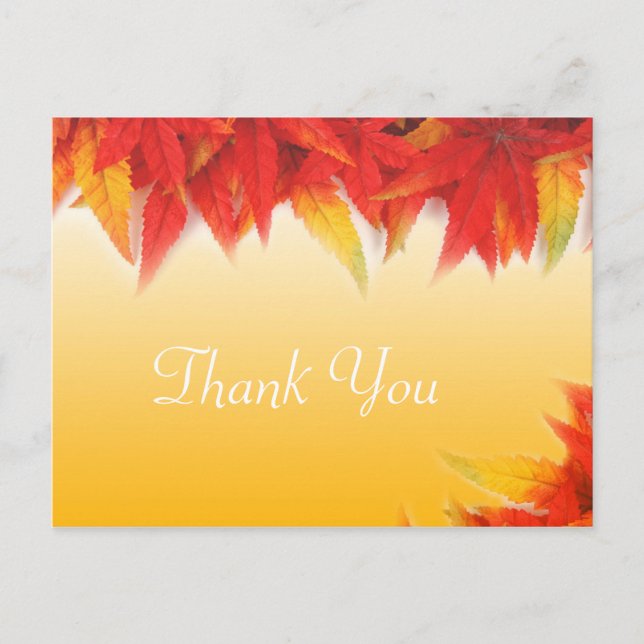 Elegant, pretty fall wedding favor thank you postcard (Front)