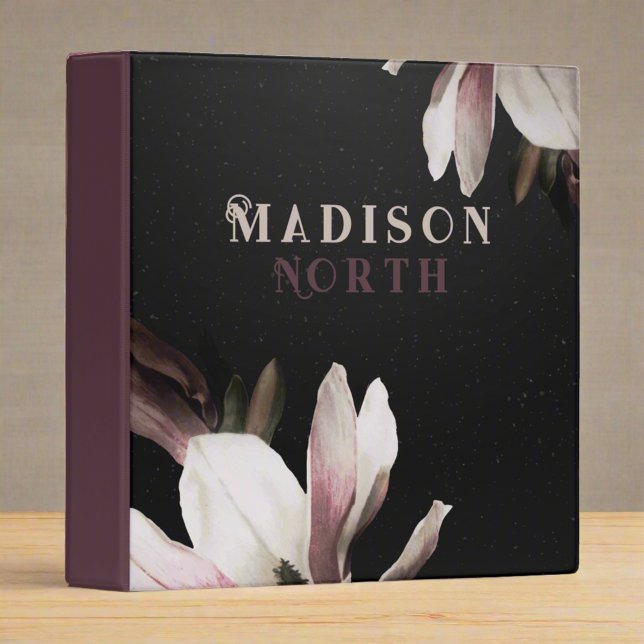 Elegant Pretty Flowers Pretty Monogram Name 3 Ring Binder (Creator Uploaded)