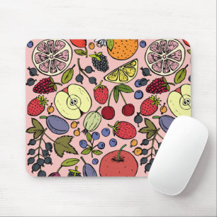 Elegant Pretty fruit pattern Watercolor l Pink Mouse Pad