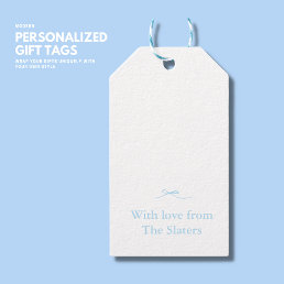 Elegant Pretty Girly Blue Bow Custom Name  Gift Tags