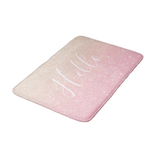 Elegant pretty girly gradient rose gold glitter bath mat Zazzle