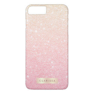 Elegant pretty girly gradient rose gold glitter iPhone 8 plus/7 plus case