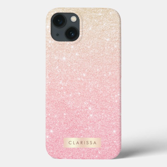 Elegant pretty girly gradient rose gold glitter Case-Mate iPhone case (Back)