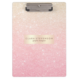 Elegant pretty girly gradient rose gold glitter clipboard