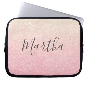 Elegant pretty girly gradient rose gold glitter laptop sleeve