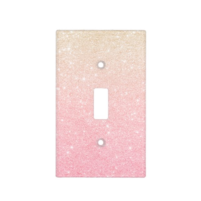 Elegant pretty girly gradient rose gold glitter light switch cover (Front)