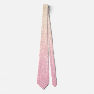 Elegant pretty girly gradient rose gold glitter neck tie