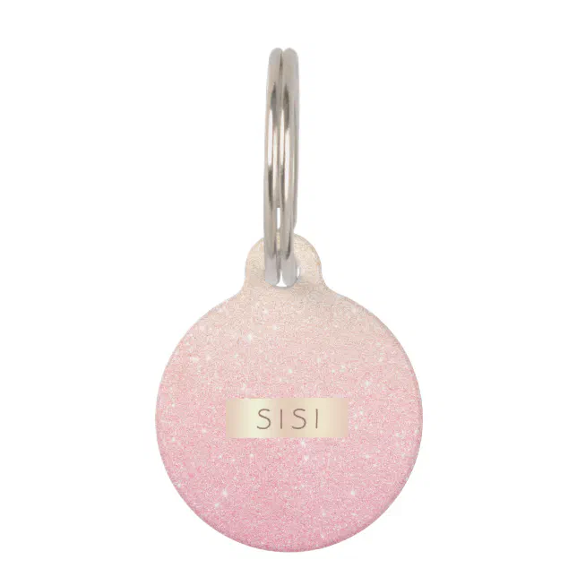 Id Tags Gradient Elegant pretty girly gradient rose gold glitter pet ID tag | Zazzle