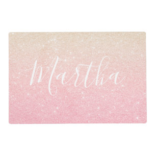Elegant pretty girly gradient rose gold glitter placemat