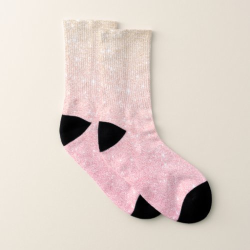 Elegant pretty girly gradient rose gold glitter socks