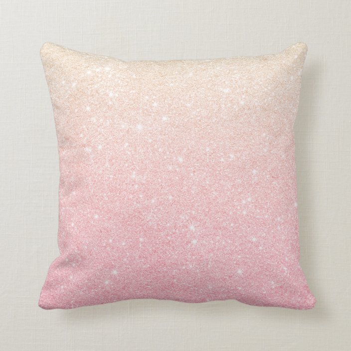 Elegant pretty girly gradient rose gold glitter throw pillow