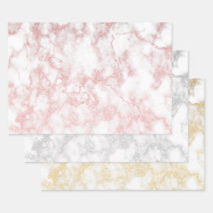 Elegant pretty glitter marble wrapping paper sheets