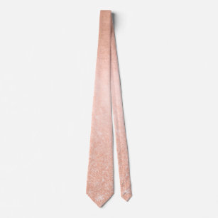 Elegant pretty gradient copper rose gold glitter neck tie