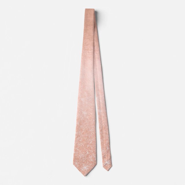 Elegant pretty gradient copper rose gold glitter neck tie (Front)