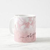 Elegant pretty gradient rose gold glitter marble coffee mug (Front Left)