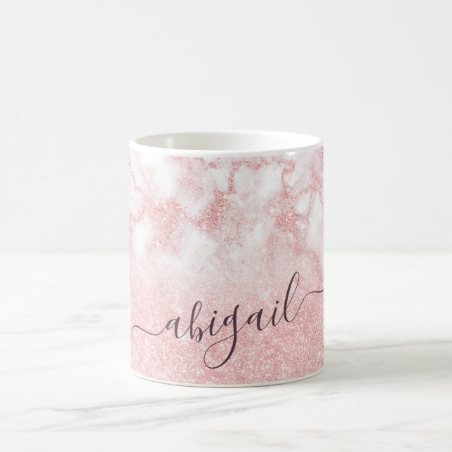 Elegant pretty gradient rose gold glitter marble coffee mug (Center)