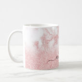 Elegant pretty gradient rose gold glitter marble coffee mug (Left)