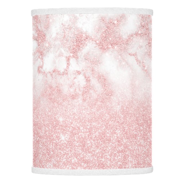 Elegant pretty gradient rose gold glitter marble lamp shade (Front)
