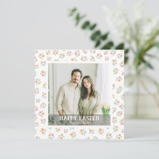 Elegant Pretty Pastel Chic Photo Happy Easter Eggs Holiday Card