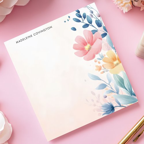 Shop 6 Elegant Pretty Pastel Floral Personalized Name Notepad