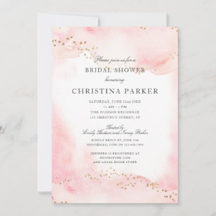 Elegant Pretty Pink Gold Glitter Bridal Shower Invitation