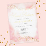 Elegant Pretty Pink Gold Glitter Sweet 16 Birthday Foil Invitation<br><div class="desc">This lovely Sweet 16 birthday invitation features a soft and sweet pink watercolor background accented with REAL FOIL and faux gold glitter dots. "Sweet Sixteen" and your child's name are in raised foil also. The typography is elegant and timeless. This design has coordinating party accessories... See more items in the...</div>