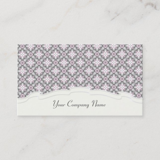 Elegant Pretty Pink Pattern Custom Business Cards (Front)
