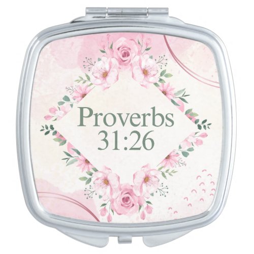 Elegant Pretty Pink Roses with Bible Verse Compact Mirror