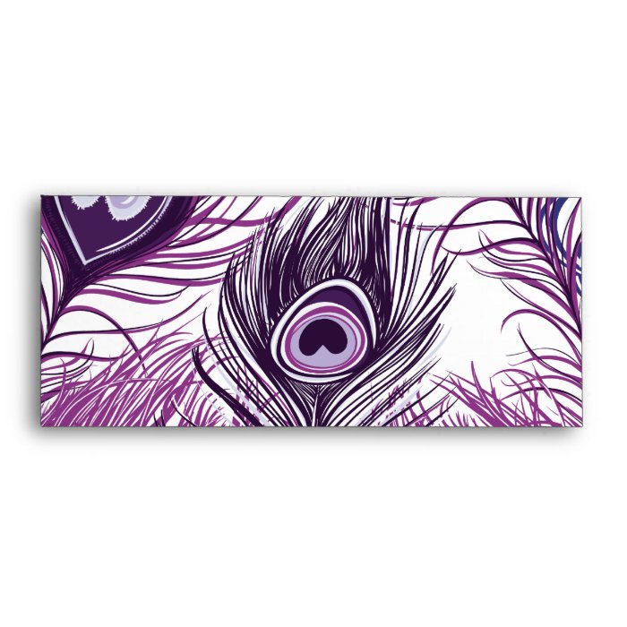 Elegant Pretty Purple Peacock Feathers Design Envelope