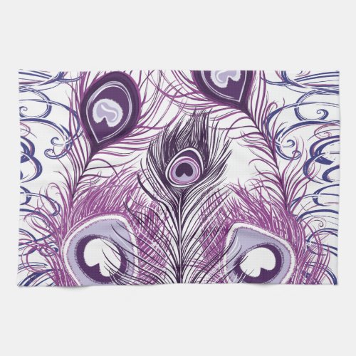 Elegant Pretty Purple Peacock Feathers Design Towel