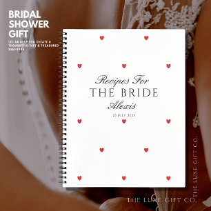 Elegant Pretty Red Hearts Bridal Shower Recipe Notebook