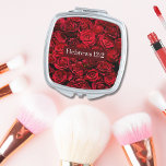Elegant Pretty Red Roses with Bible Verse  Compact Mirror<br><div class="desc">Our beautiful Bridesmaid Compact Mirror with Colorful Roses Design! This stunning accessory is perfect for every bride-to-be or bridesmaids who want to add a touch of elegance to her daily routine. The compact mirror features a delicate floral pattern of colorful roses, adding a pop of personality to any room. Its...</div>