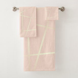 Elegant pretty rose gold & blush pink geometric bath towel set