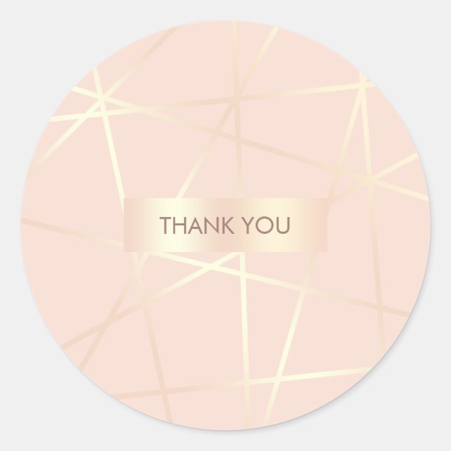 Elegant pretty rose gold & blush pink geometric classic round sticker (Front)