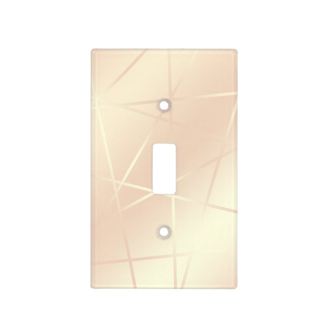 Elegant pretty rose gold & blush pink geometric light switch cover (Front)