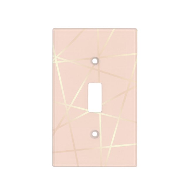Elegant pretty rose gold & blush pink geometric light switch cover (Front)