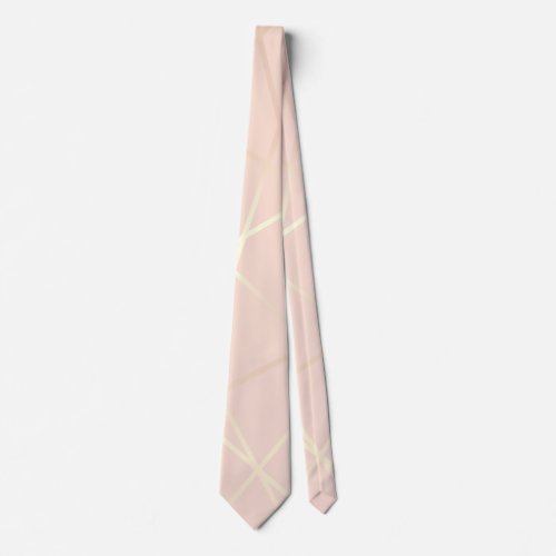 Elegant pretty rose gold  blush pink geometric neck tie