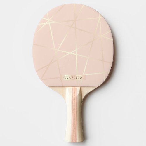 Elegant pretty rose gold  blush pink geometric ping pong paddle