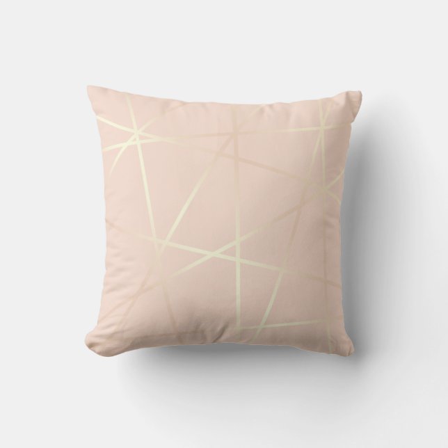 Elegant pretty rose gold & blush pink geometric throw pillow (Front)