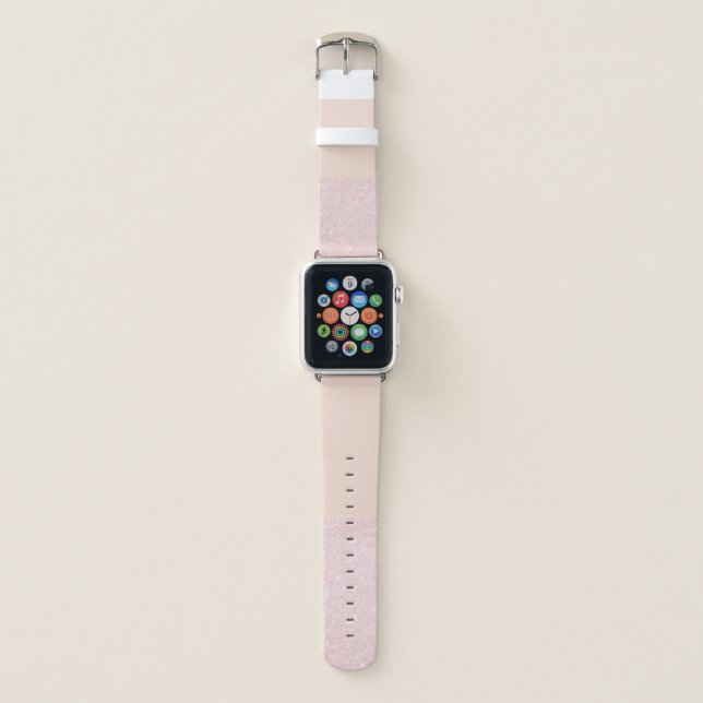Elegant pretty rose gold glitter & blush pink apple watch band (Front)