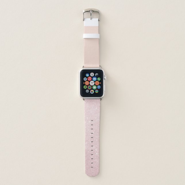 Elegant pretty rose gold glitter & blush pink apple watch band (Front)