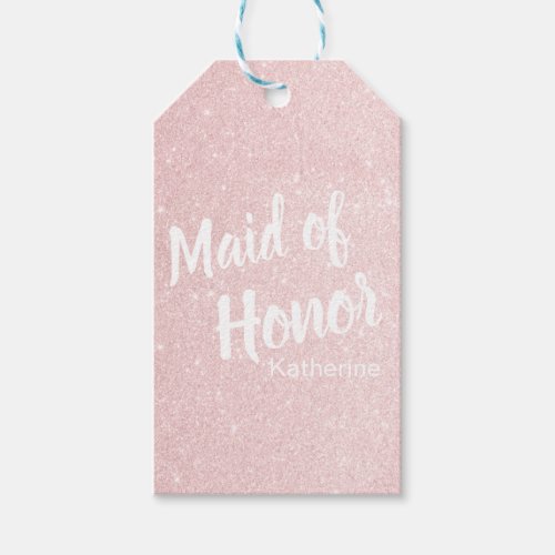 Elegant pretty rose gold glitter maid of honor gift tags